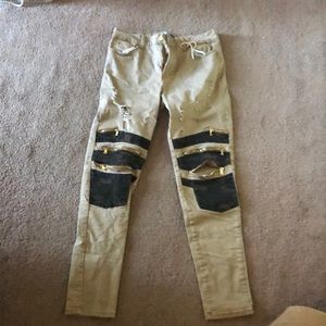 Blue Topic skinny khakis- camo and zipper details